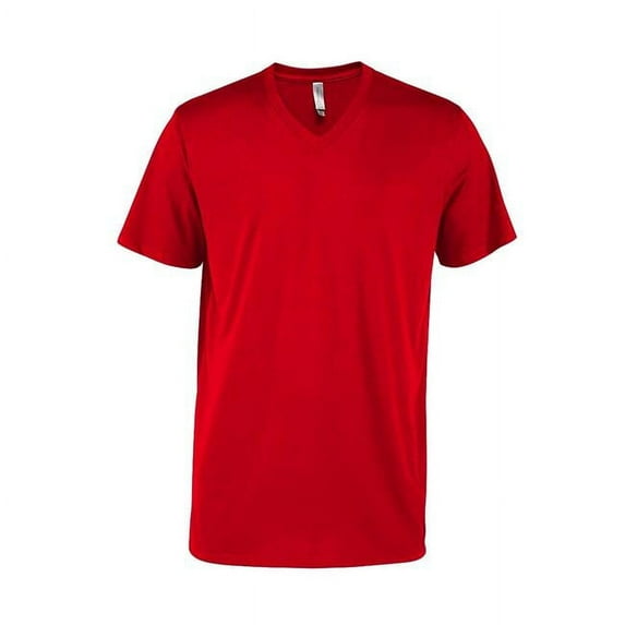 Adult CVC Short Sleeve V-Neck T-Shirt, Red - Medium