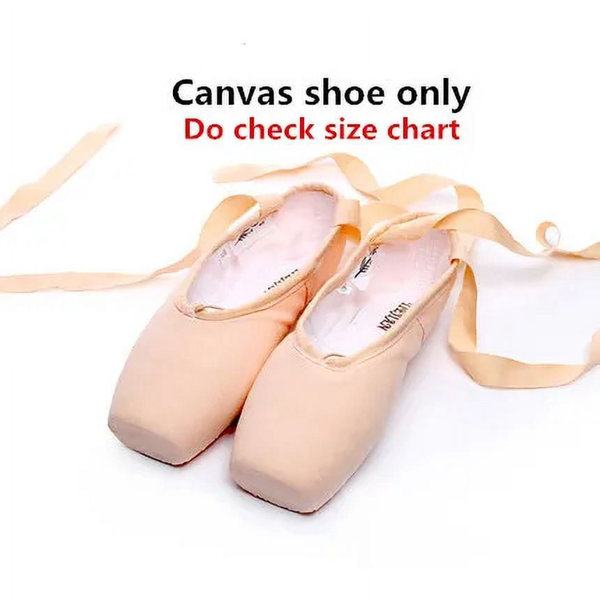 Adult Canvas Satin Ballet Pointe Dance Shoes Ladies Professional with ...