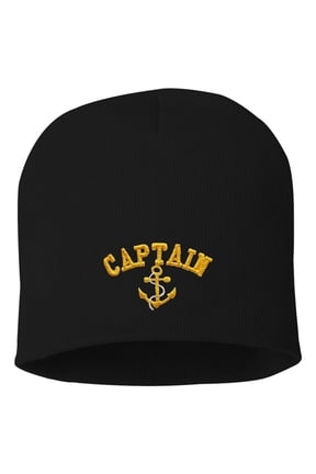Adult Captain With Anchor Embroidered Knit Beanie Cap