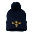 thumbnail image 1 of Adult Captain With Anchor Embroidered Knit Beanie Pom Cap, 1 of 1
