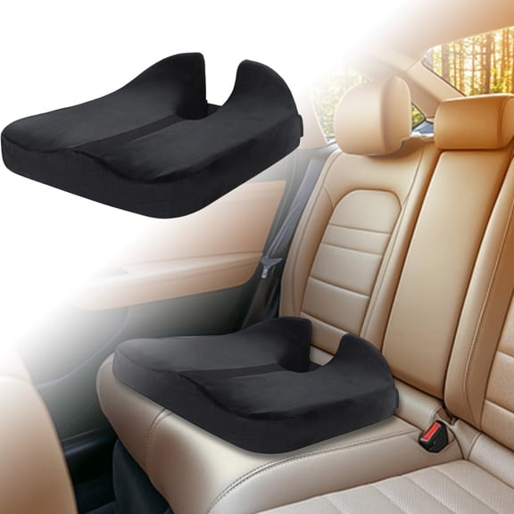 Adult Car Booster Memory Foam Seat 5.9 Inch Wedge Car Seat Cushion Non- Backless Booster Car Seat Pad Portable Seat for Office Chair Wheelchair Driving Increase Field View(Black)