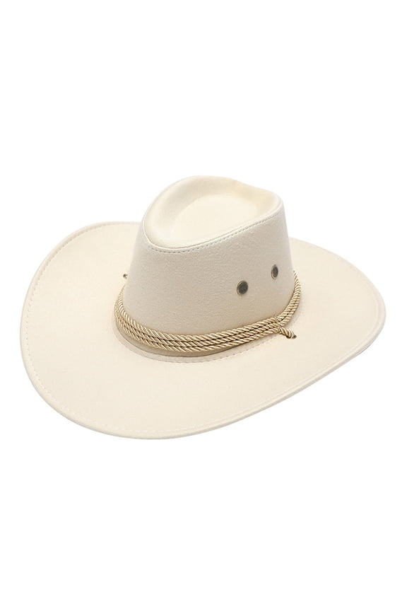 Adult Casual Wide Brim Cowboy Sun Hat - Polyester Material, Adjustable Strap, Sun Protection for Travel/Beach