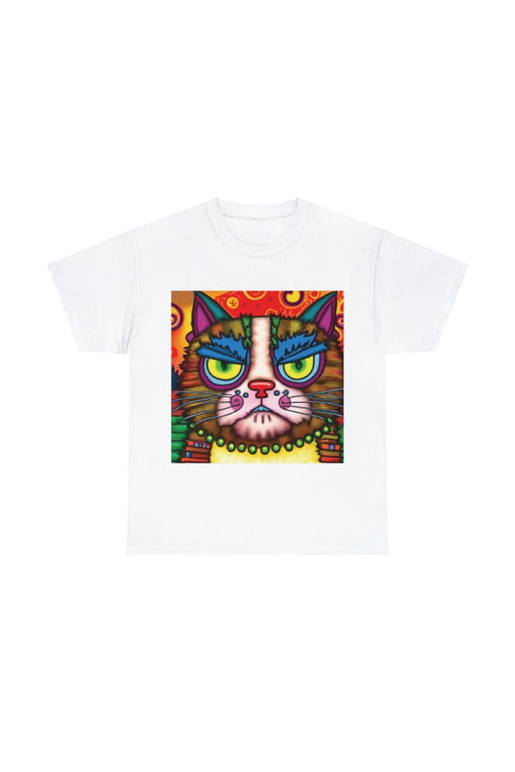 Adult Cat T Shirt Grumpy Cat Art Tee Cool Retro Pet Lover Gift Humor Cartoon