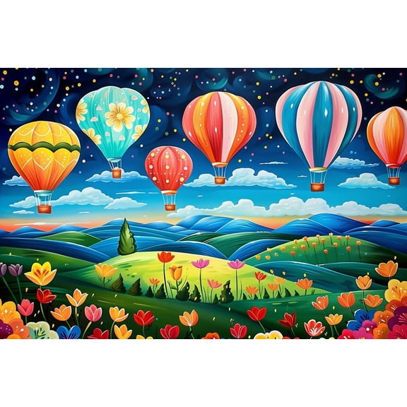 Adult Challenge Jigsaw Puzzle Hot Air Balloon Puzzle | Adult Colorful Floral Artwork | Full of Romantic Atmosphere | Excellent Gift for Flower Lovers500 Piece