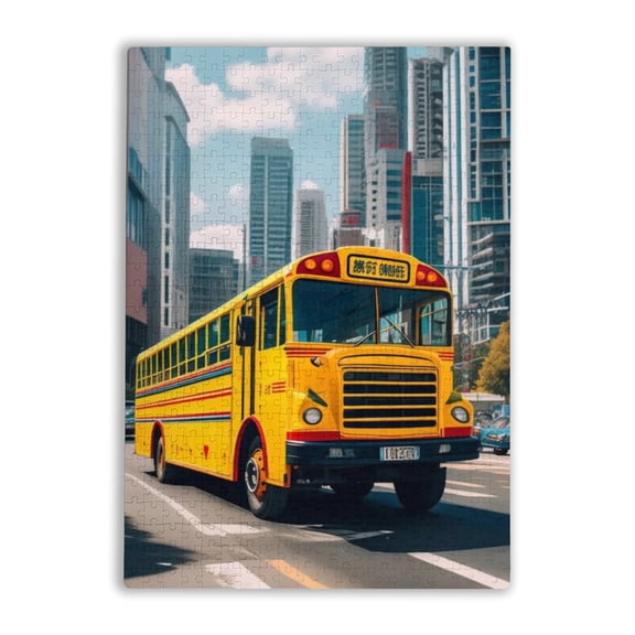 Adult Challenge Puzzle 500 Pieces Funny Tin Signs School Bus Back To Schoo Family Fun And Casual Beginner Puzzles Educational