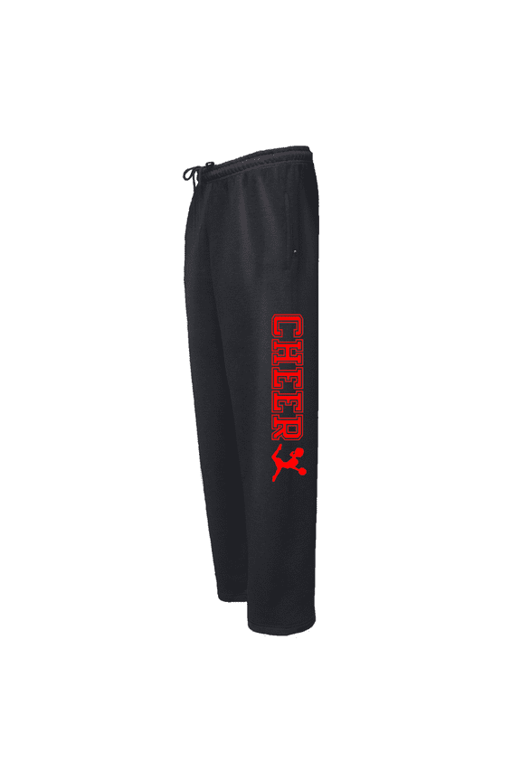 Adult Cheerleading Black Sweatpants (Red, Adult Medium)