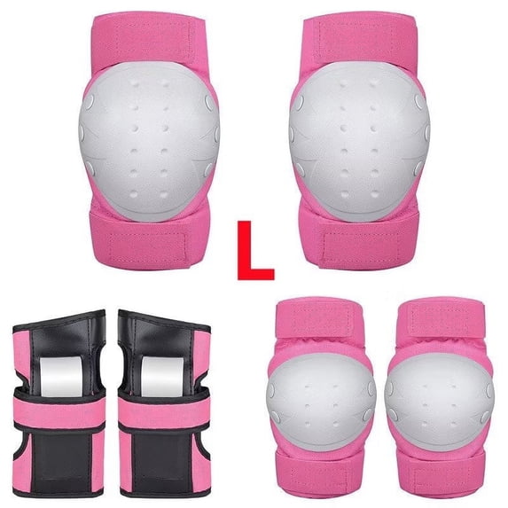 Adult/Child Knee Pad Elbow Pads Guards Protective Gear Set for Roller Skates Bike Skateboard Inline Skatings Scooter Riding Sports, Pink L