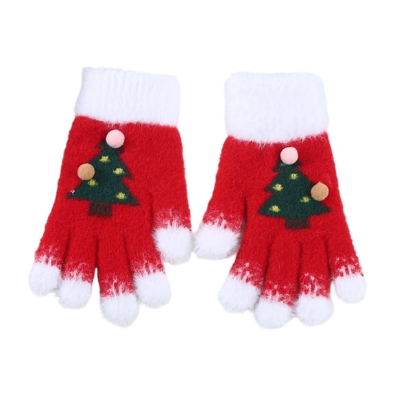Adult Christmas Cartoon Warm Gloves Fleece-Lined Festive Cold-Resistant Gloves Cute Snowflake/Elk Print Soft Comfortable Breathable Winter Holiday One-Size
