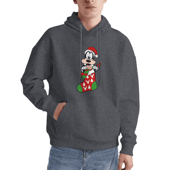 Adult Christmas Hoodie with Festive Cartoon Dog Graphic, Cotton Winter Holiday Pullover, Cozy Long Sleev