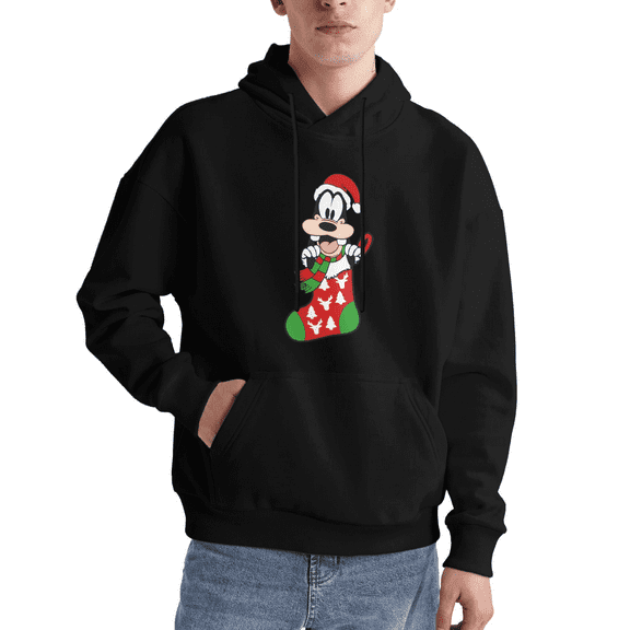 Adult Christmas Hoodie with Festive Cartoon Dog Graphic, Cotton Winter Holiday Pullover, Cozy Long Sleev