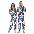 thumbnail image 1 of Adult Christmas Onesie Cherry with Blue Leaves Adult Zipper One-Piece Pajamas Unisex Pajamas with Pockets, 1 of 6
