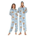 thumbnail image 1 of Adult Christmas Onesie Pajama Groundhog Pattern Zipper One-Piece Pajamas Unisex with Pockets, 1 of 6