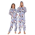 thumbnail image 1 of Adult Christmas Onesie Red Hat Penguin Pattern Zipper One-Piece Pajamas Unisex with Pockets, 1 of 6