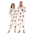 thumbnail image 1 of Adult Christmas Onesie Santa Hat and Candy Canes Zipper One-Piece Pajamas Unisex with Pockets, 1 of 6