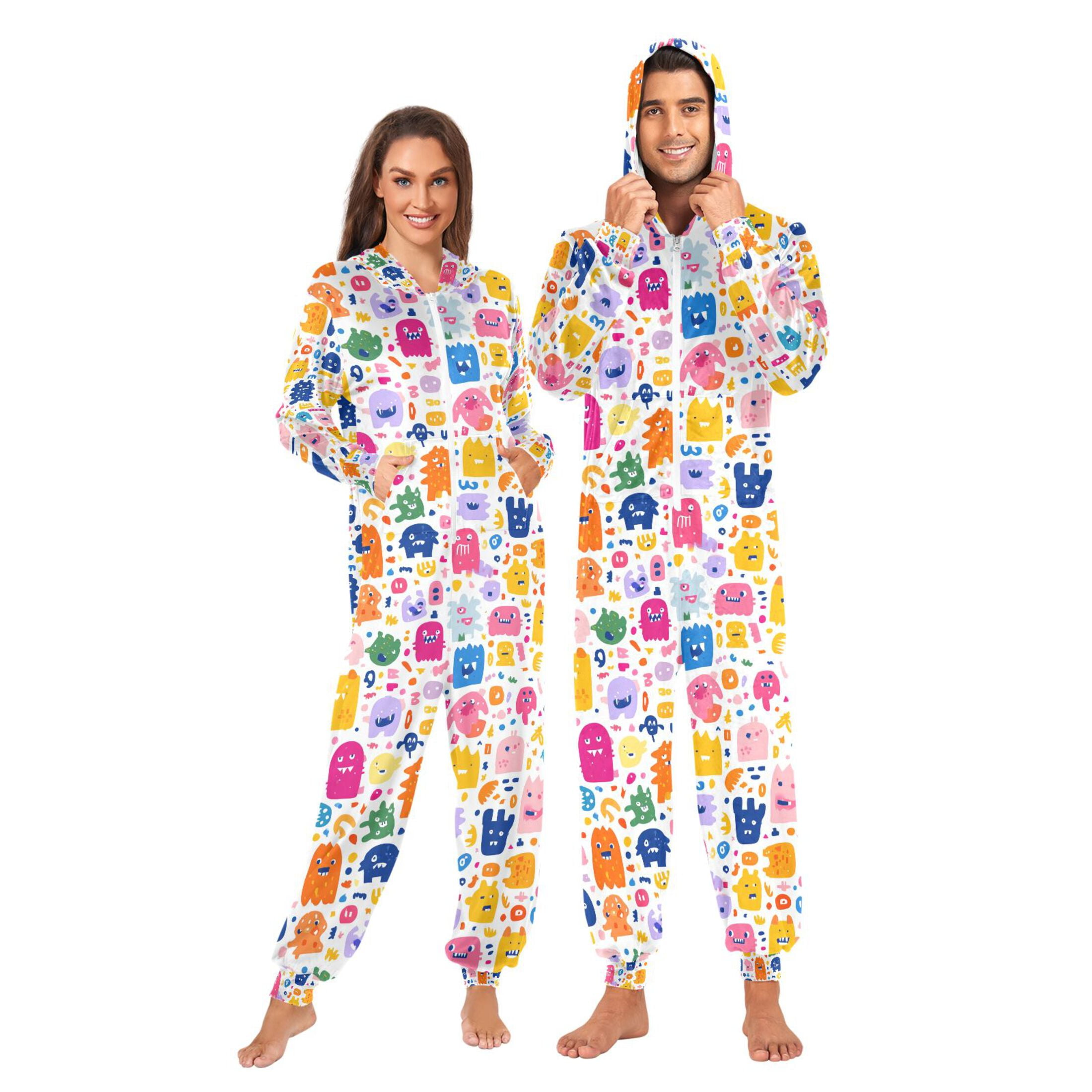 Adult Christmas Onesie Various Monsters Adult Zipper One-Piece Pajamas Unisex Pajamas with Pockets