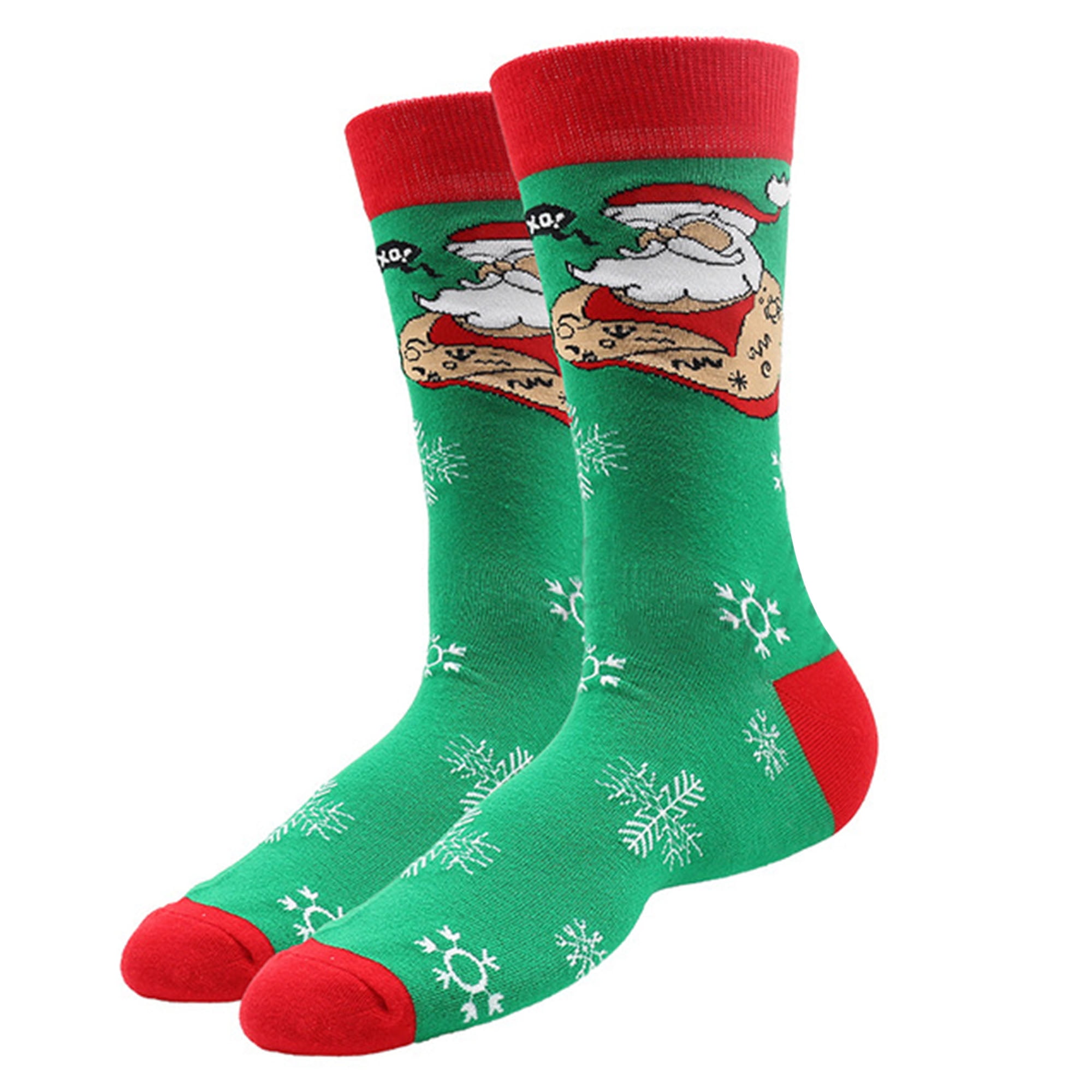 Adult Christmas Socks Cute Santa Reindeer Candy Cane Pattern Crew Socks
