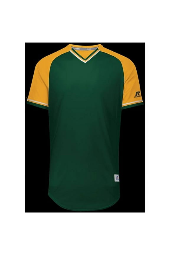 Adult Classic V-Neck Jersey - Dark Green, Gold & White - 2XL
