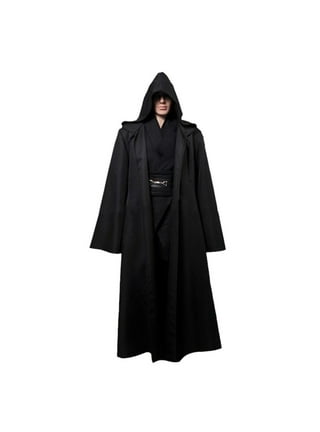 Brnmxoke Men Hooded Robe Cloak Knight Wizard Cosplay Costume Medieval  Gothic Open Front Poncho Halloween Costumes Long Coat Stage Plush Hoodies  Outfits Tops 