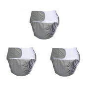 Foxnovo Adult Cloth Diaper Grey Adjustable Comfortable Washable Leak-Proof 3Pcs