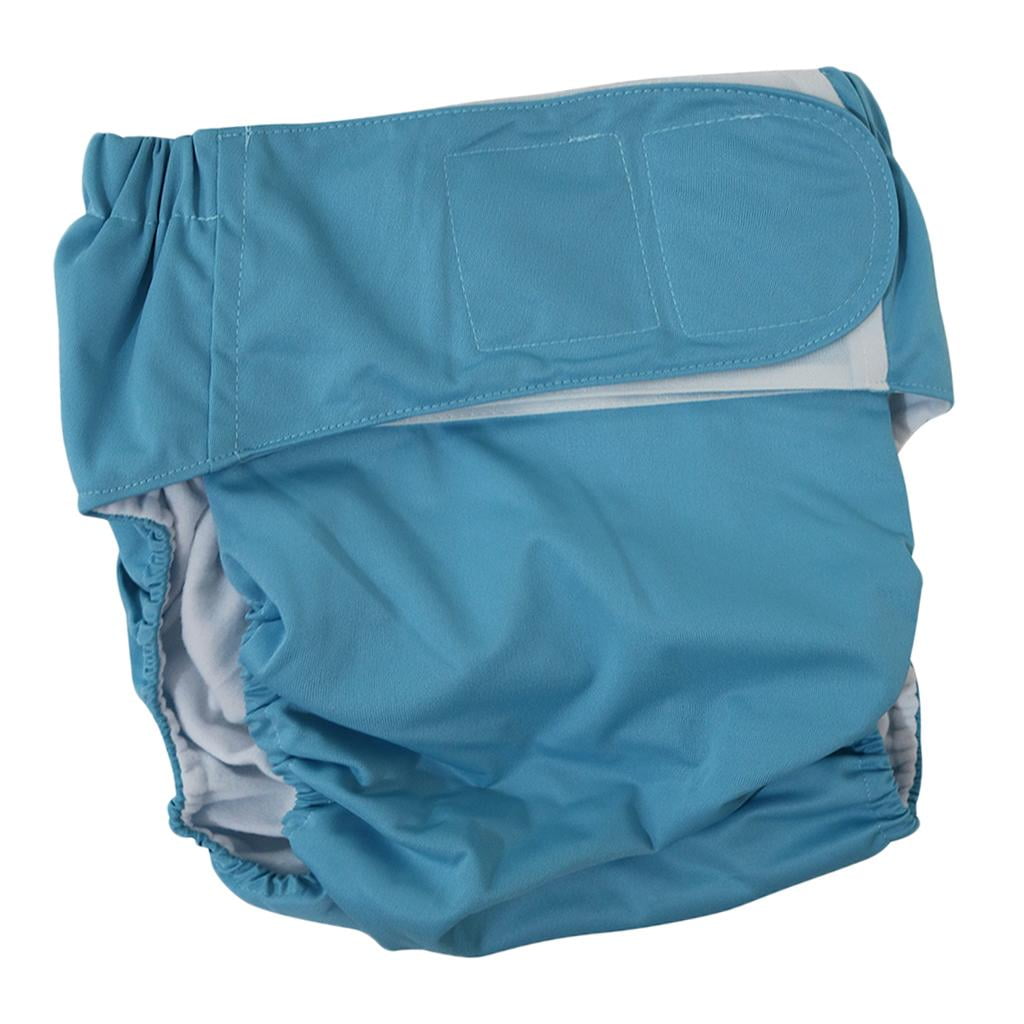 Adult Cloth Diaper Washable Reusable Diaper Pants Absorbent Pad  Incontinence Underwear for Elderly Men or Women Waist: 19.68-51.21inch -  Blue 