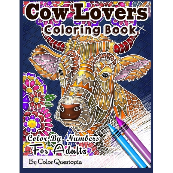 Adult Color by Number Cow Lovers Coloring Book - Color By Numbers For Adults: Stained Glass Mosaic Colorfull Activity Book For Stress Relief a, Book 35, (Paperback)