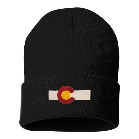 Adult Colorado Flag Embroidered Cuffed Knit Beanie Cap