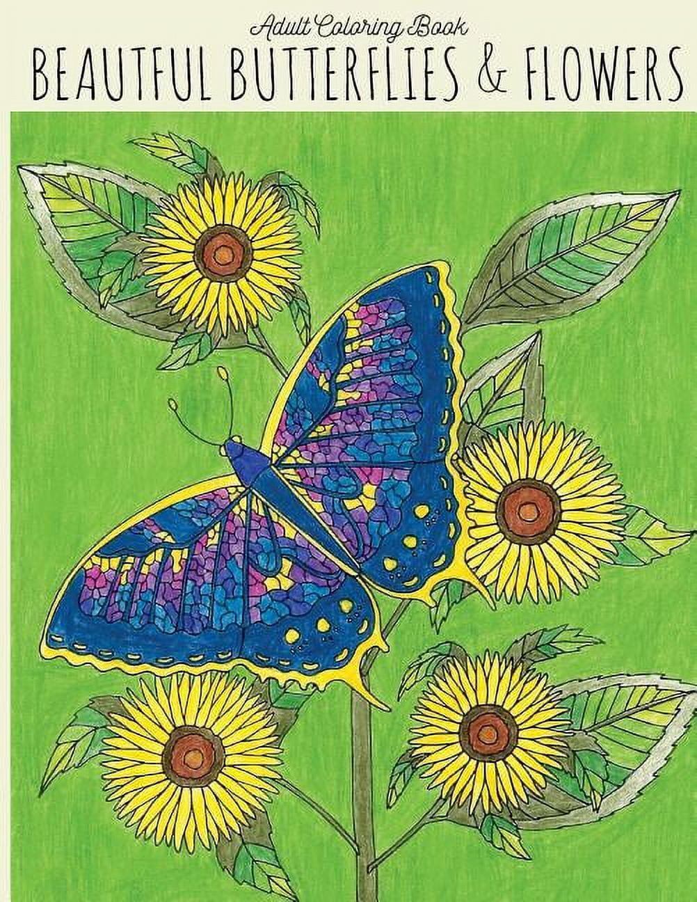 Adult Coloring Book Beautiful Butterflies & Flowers Butterfly
