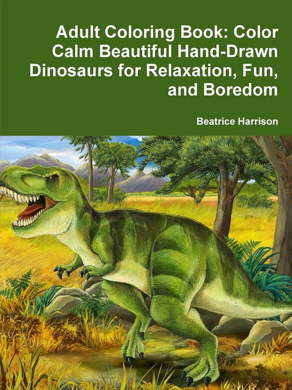 Adult Coloring Book: Color Calm Beautiful Hand-Drawn Dinosaurs for ...