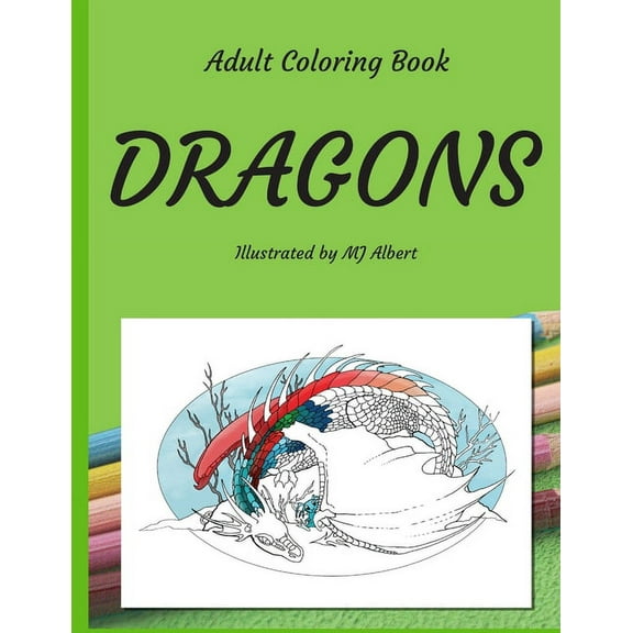 Adult Coloring Book Dragons, (Paperback)