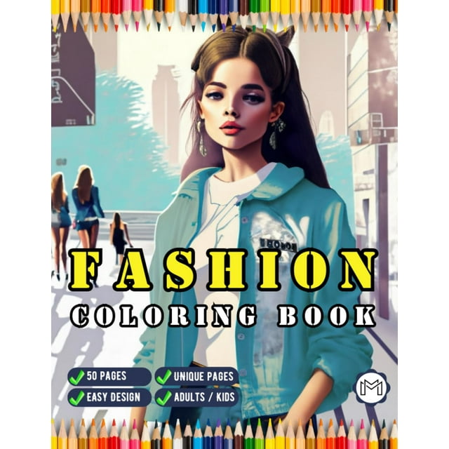 Adult Coloring Book For Women Ladies Fashion Model Aesthetic Coloring ...