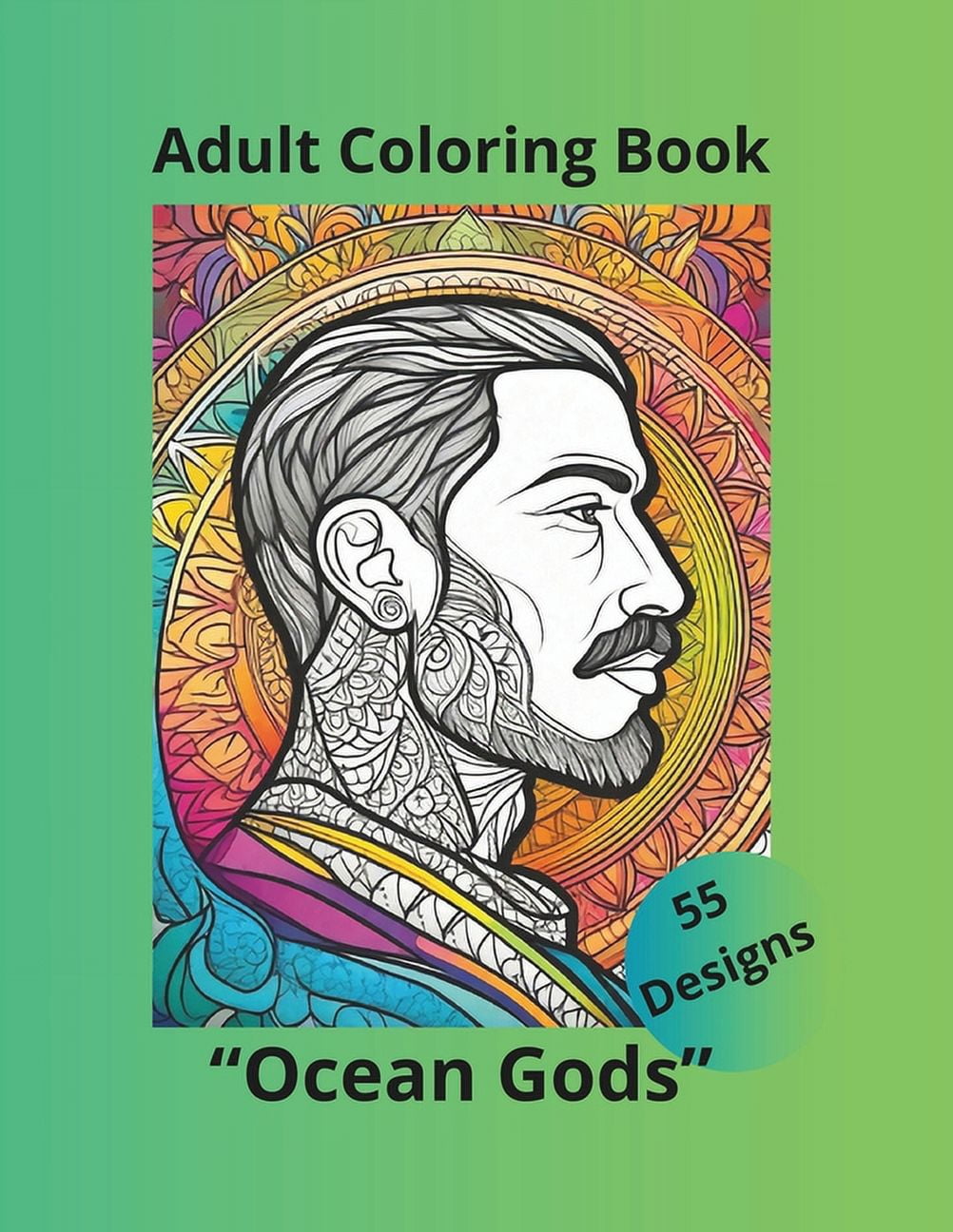 Adult Coloring Book: "Ocean Gods", (Paperback)