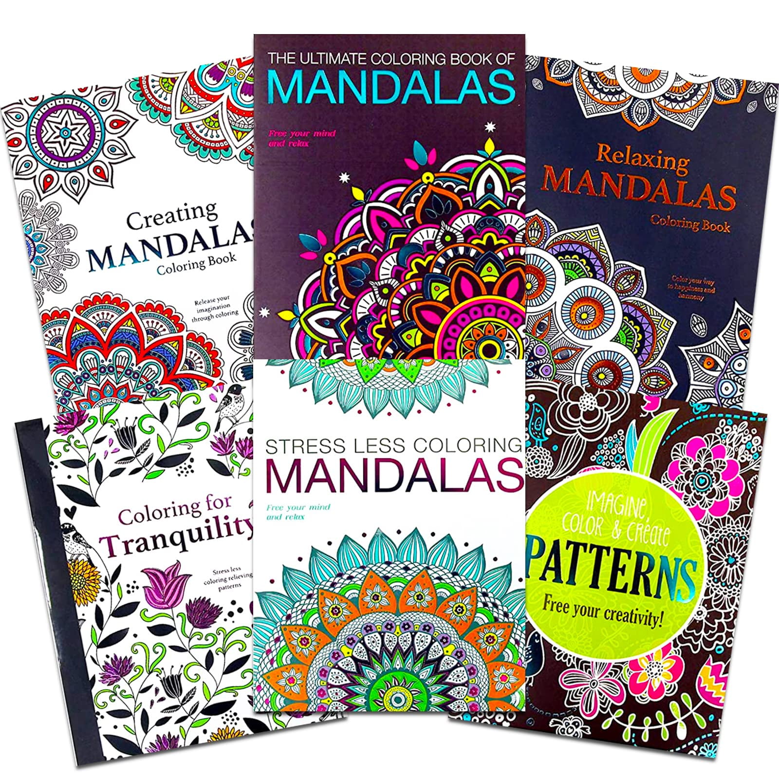 【コンビニ受取対応商品】 Coloring Adult Book Patterns Mandalas, 4 - Books 6 Set: クラフト・工芸