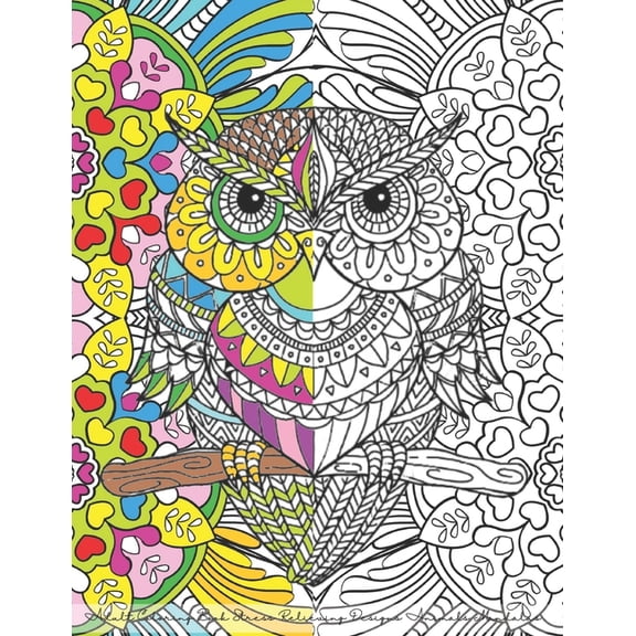 Adult Coloring Book Stress Relieving Designs Animals Mandalas: Beautifully Designed 40 Unique Geometric Patterns With An, (Paperback)