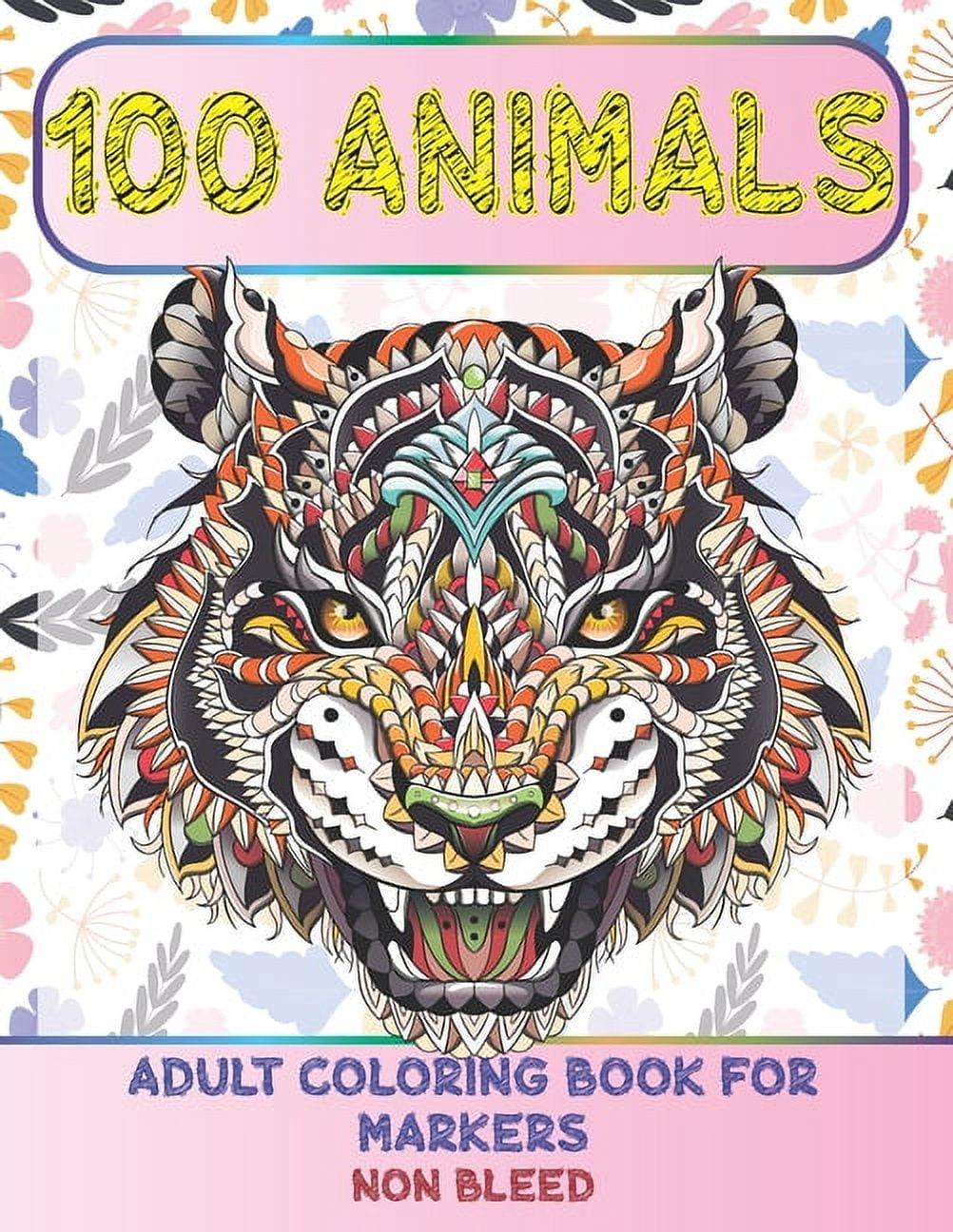 Adult Coloring Book for Markers Non Bleed - 100 Animals (Paperback)