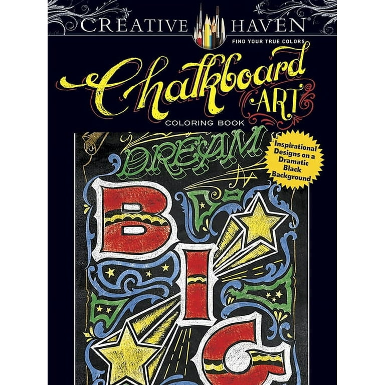Chalkboard style adult coloring book - Chalk-Style Botanicals