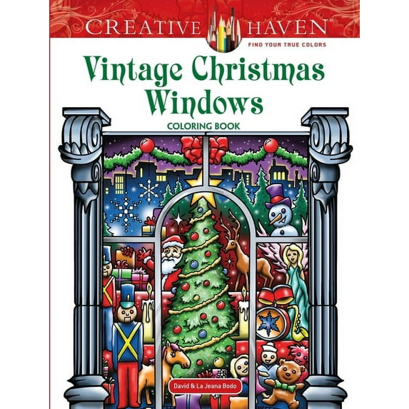 Adult Coloring Books: Christmas: Creative Haven Vintage Christmas Windows Coloring Book (Paperback)