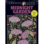 DOVER FARMS Adult Coloring Books: Flowers & Plants: Creative Haven Midnight Garden Coloring Book : Heart & Flower Designs on a Dramatic Black Background (Edition 1) (Paperback)