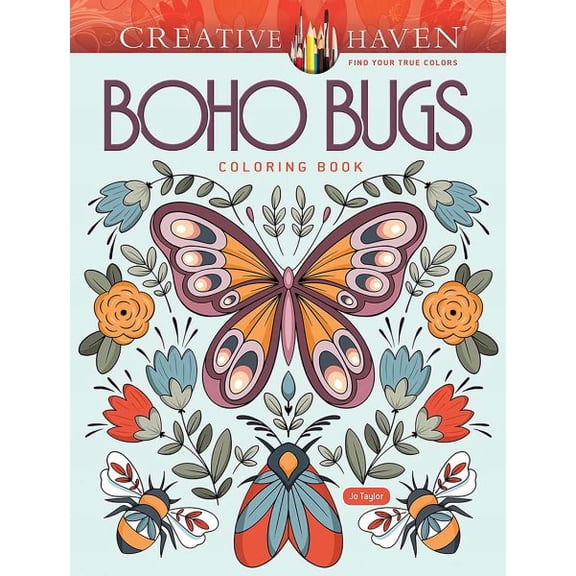 Pre-Owned Adult Coloring Books: Insects Creative Haven Boho Bugs Coloring Book, (Paperback)