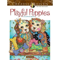 Adult Coloring Books: Pets Creative Haven Playful Puppies Coloring Book, (Paperback)