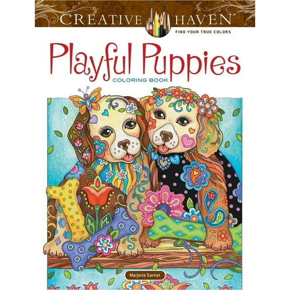 Adult Coloring Books: Pets Creative Haven Playful Puppies Coloring Book, (Paperback)