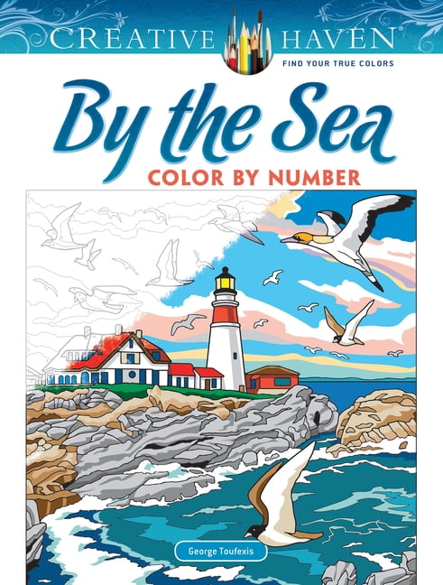 GEORGE TOUFEXIS Adult Coloring Books: Sea Life Creative Haven by the Sea Color by Number, (Paperback)