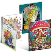 Adult Coloring Books Set3 Coloring Books for Flower World,Whimsical Universe,Fantasy Fairy Homes.Coloring Books for Adults to Relax and Relieve Anxiety