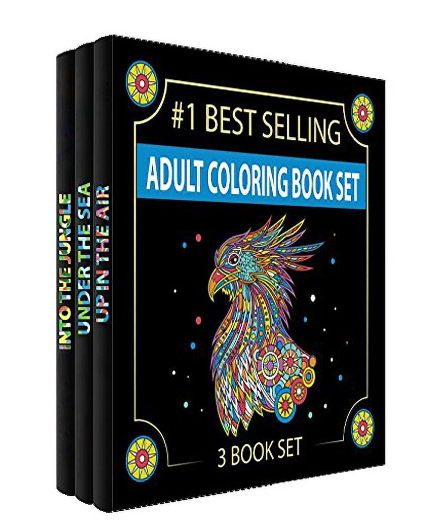 Adult Coloring Book Set - Into the Jungle, Under the Sea, Up in the Ai