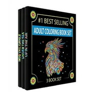 Adult Coloring Books Set.Three Books! Designs from The Sky, Land & Sea. Coloring Books for Adults Relaxation