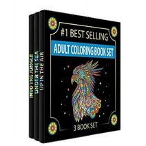 Adult Coloring Books Set.Three Books! Designs from The Sky, Land &amp; Sea. Coloring Books for Adults Relaxation