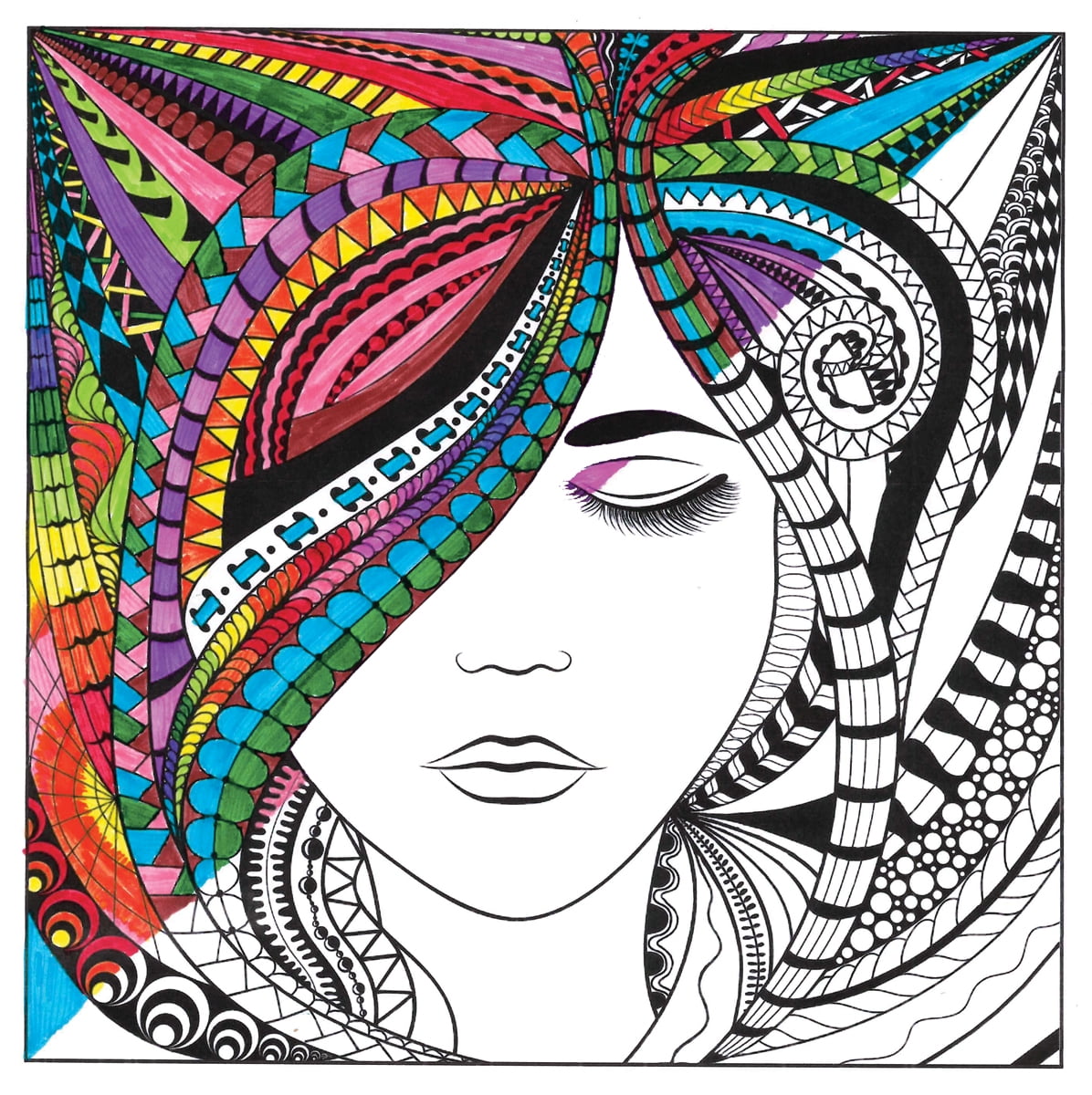 Adult Coloring Canvas 12"X12" W/12 Markers-Lady - Walmart.com