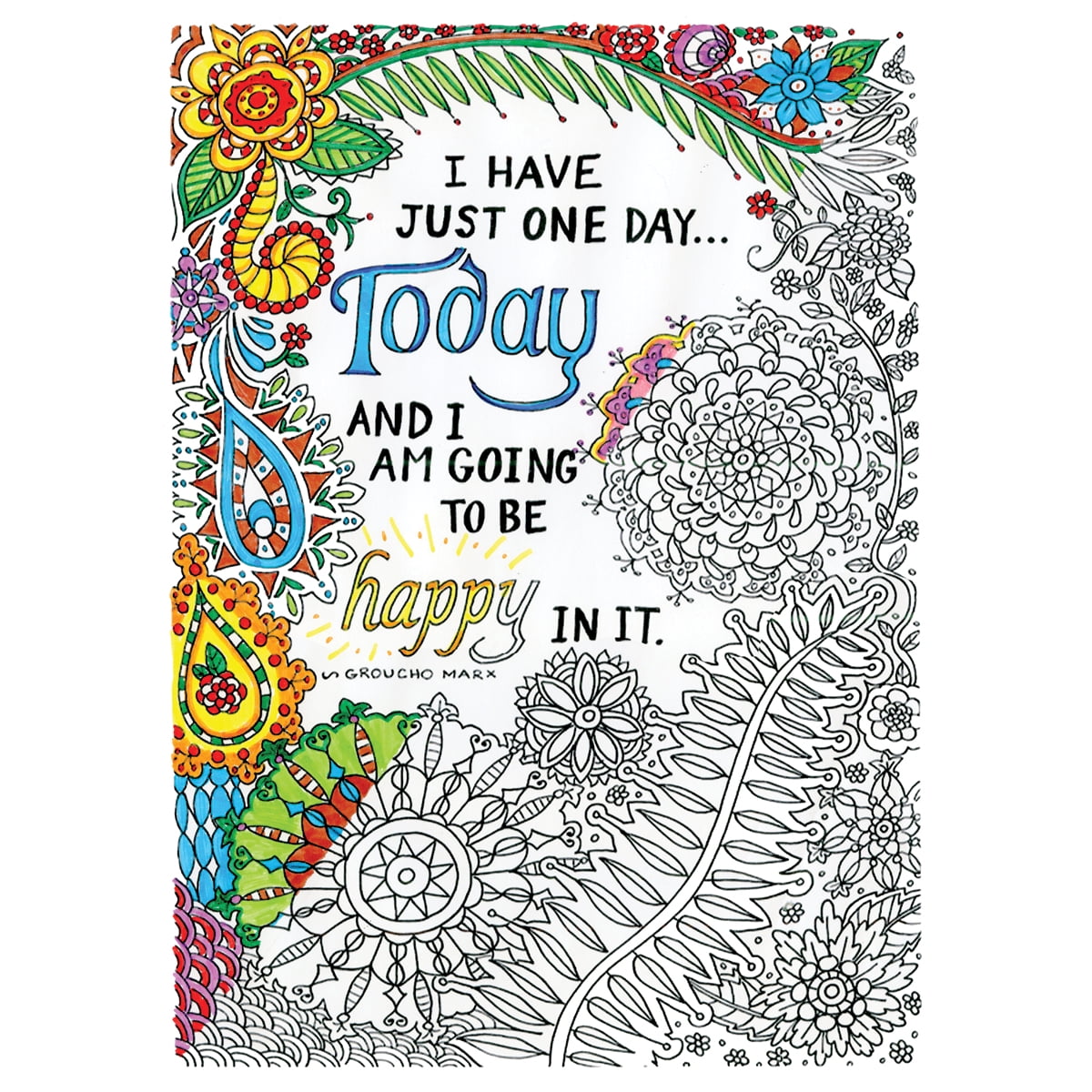 Adult Coloring Canvas 16"X20" W/12 Markers-Be Happy - Walmart.com