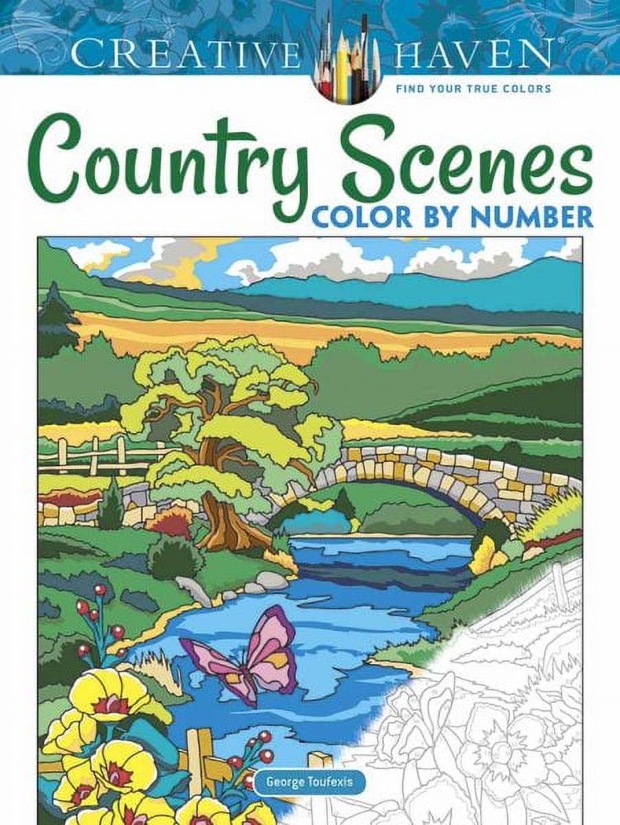 Adult Coloring: Creative Haven Country Scenes Color by Number Coloring ...