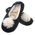 thumbnail image 1 of Adult Comfy Warm Fuzzy Rabbit Pompom NonSkid Home Slippers - 1 Pair, Large Black Pompom, 1 of 1