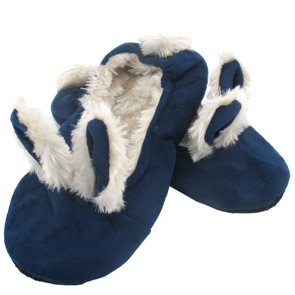 Adult Comfy Warm Fuzzy Rabbit Pompom NonSkid Home Slippers - 1 Pair, Medium Blue Rabbit